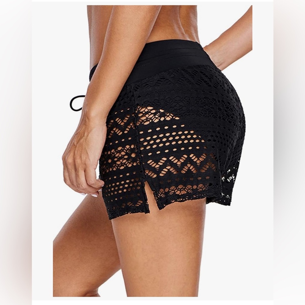Crochet Coverup Swim Shorts Bathing Suit  NWT